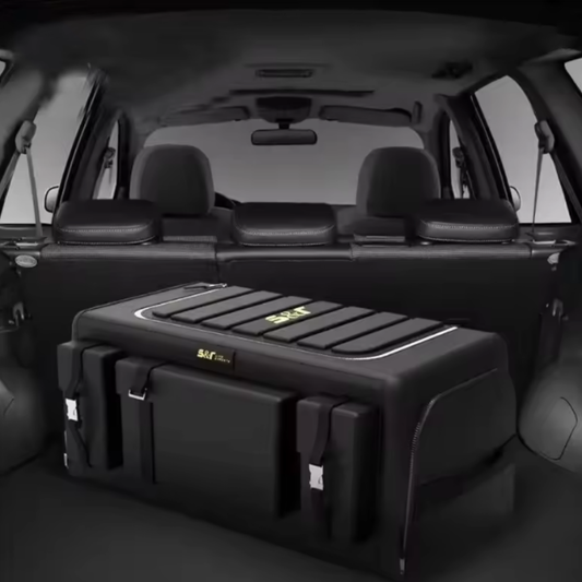 Organisateur de coffre avec couvercle – Boîte pliable en tissu Oxford 70 L avec multi-poches